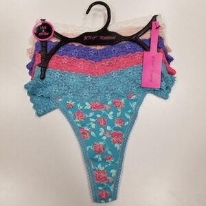 Betsey Johnson Cotton & Lace Thong Set Underwear 5 Pack